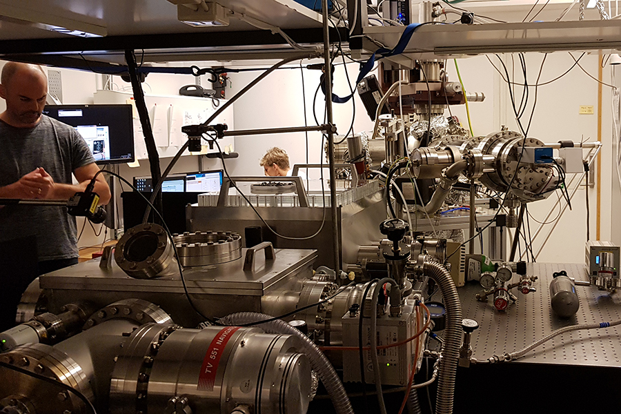 Two researchers working in the lab