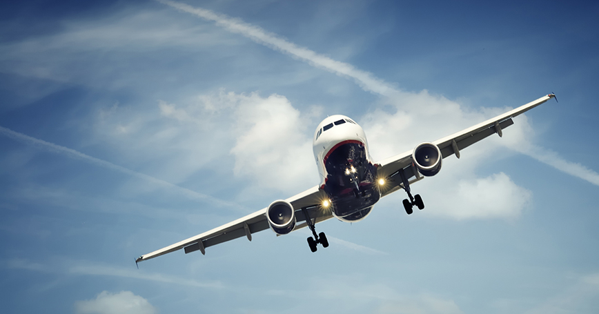 Airplane in the sky.